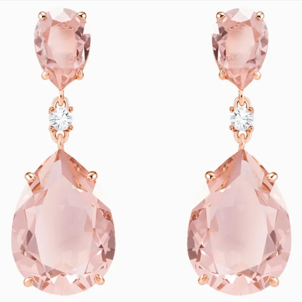 Swarovski Rose Pink Pear Drop Earrings - NIB